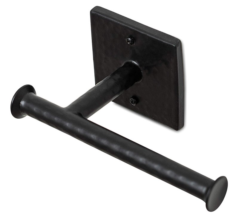 Monarch Abode Bathroom Toilet Paper Holder â€“ 7-inch Traditional Hand Hammered Metal Wall Mounted Matte Black Toilet Paper Holder, Wall Mount Organizer Decorative Tissue Holders for Bathroom - Image 1